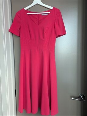 Marks & Spencer Pink Fit-and-Flare Dress V-Neck S/M